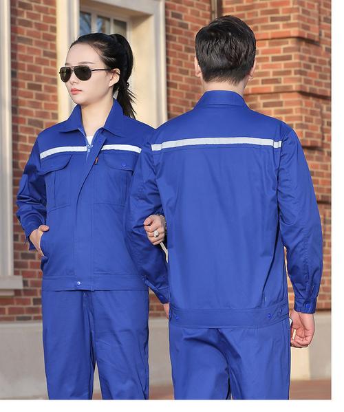工作服純棉夏長袖紅色套裝全棉反光條電廠工裝繡logo工廠廠服定制# cm